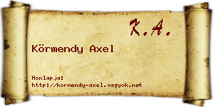 Körmendy Axel névjegykártya
